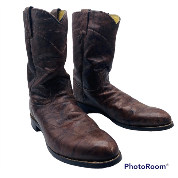 Justin Boots Other - Justin Jackson Chestnut 10” Tall Dark Brown Leather Roper Boot Mens Size 11.5